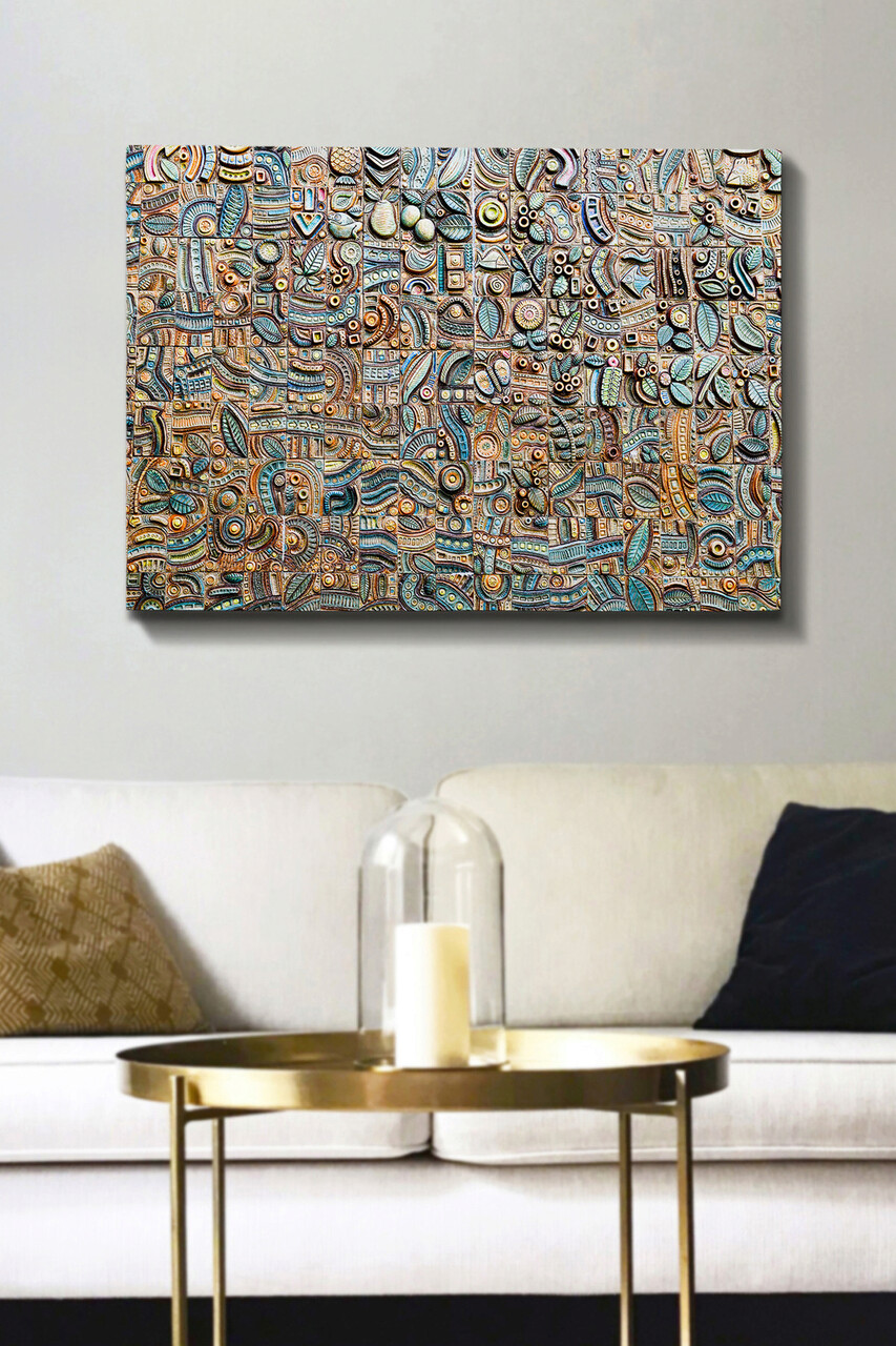 Tablou decorativ, Kanvas Tablo (70 x 100), Cadru: 100% LEMN (grosime: 3 cm), Multicolor - imagine 7